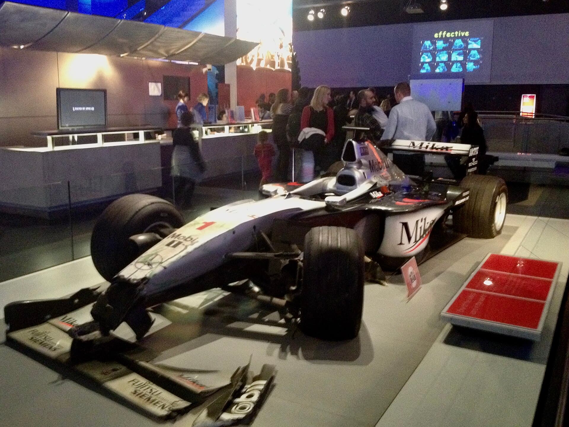 Mika Häkkinen's 1999 McLaren Mercedes MP4 14 F1 car display at London Science Museum (Ank Kumar, INFOSYS Limited)