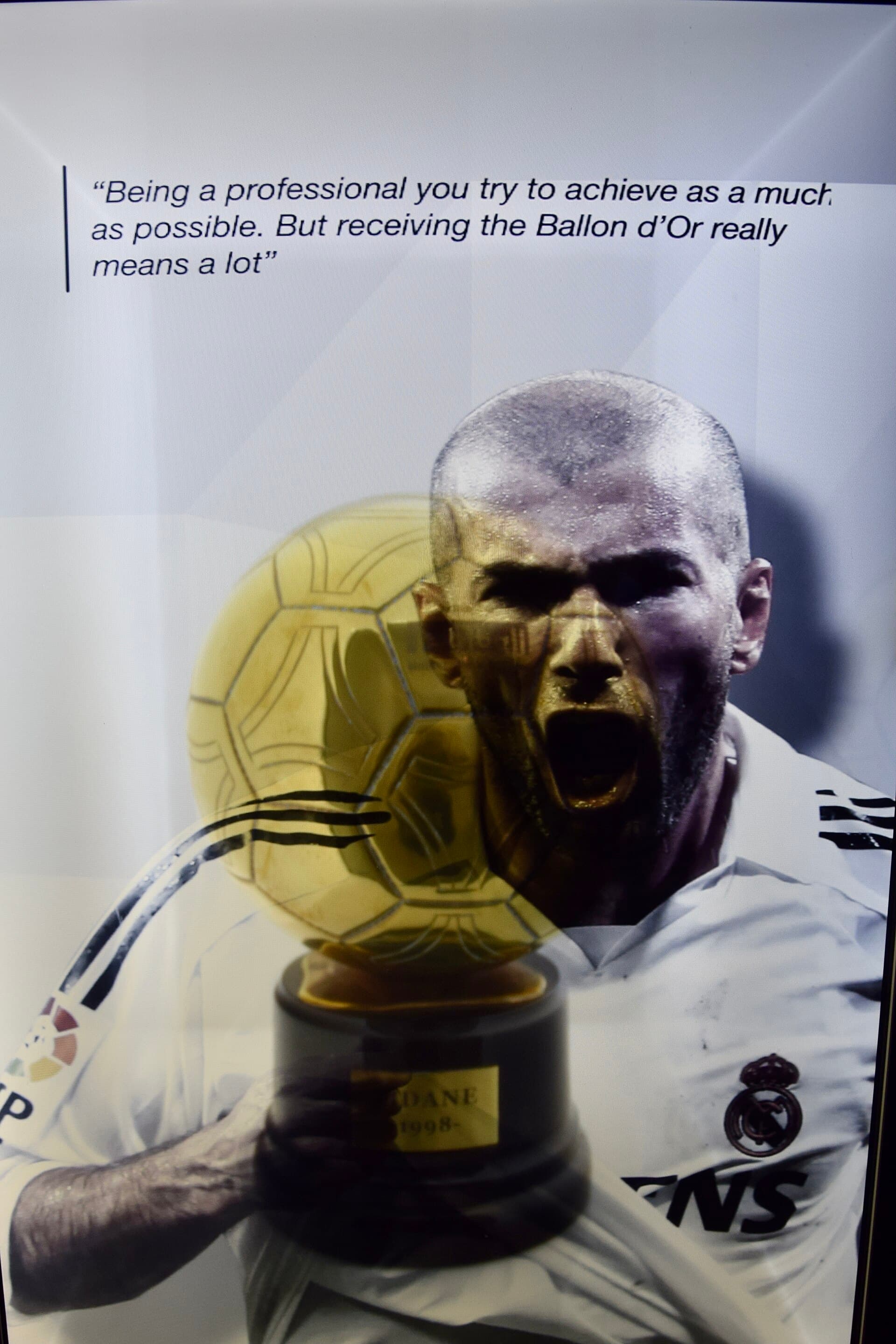 Zinedine Zidane's 1998 Ballon d'Or trophy, Real Madrid Museum, Santiago Bernabéu, Madrid, Spain (Ank Kumar, Infosys Limited)