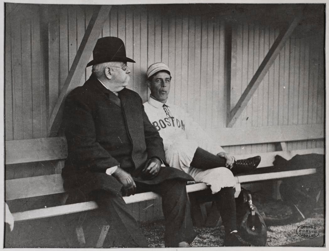 John L. Sullivan and Jimmie Collins in dugout during Spring Training - DPLA - 41cbba7eefef6c63069f47ee0f7ef92a